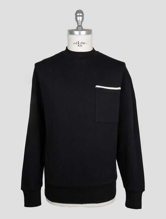 Kiton Knt Black Cotton Sweater Crewneck