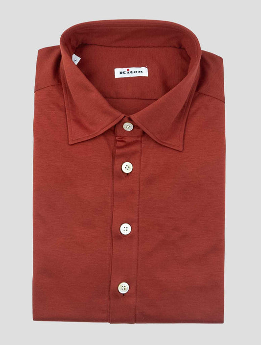 Kiton Burgundy Cotton Shirt