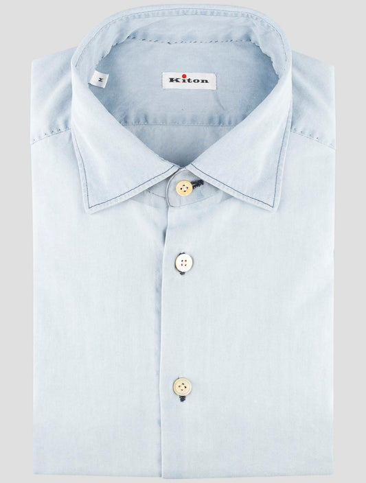 Kiton Light Blue Cotton Shirt