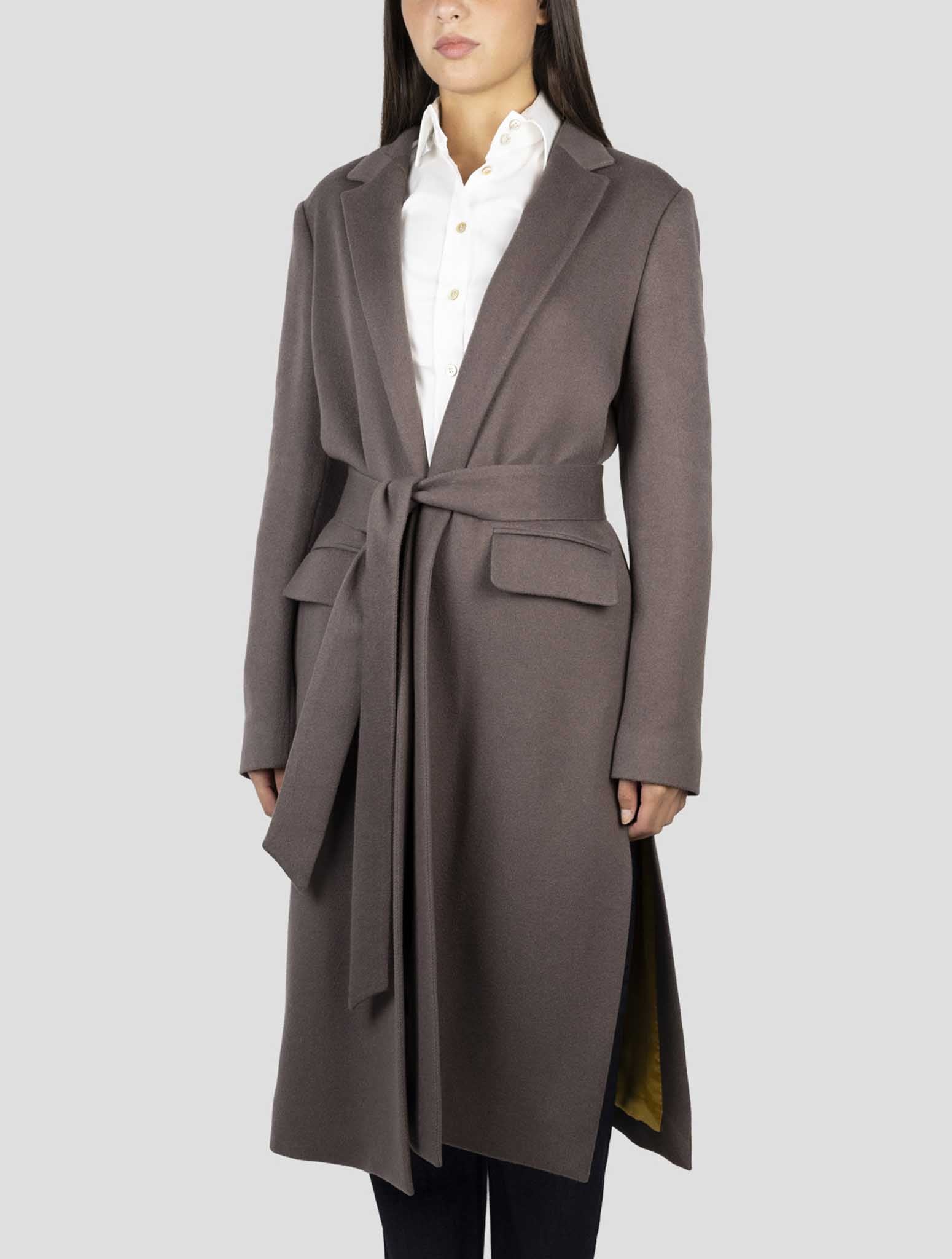 Kiton Taupe Cashmere Silk Overcoat back view