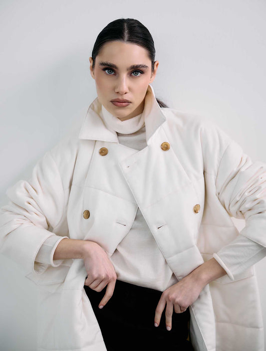 Kiton White Cashmere Coat